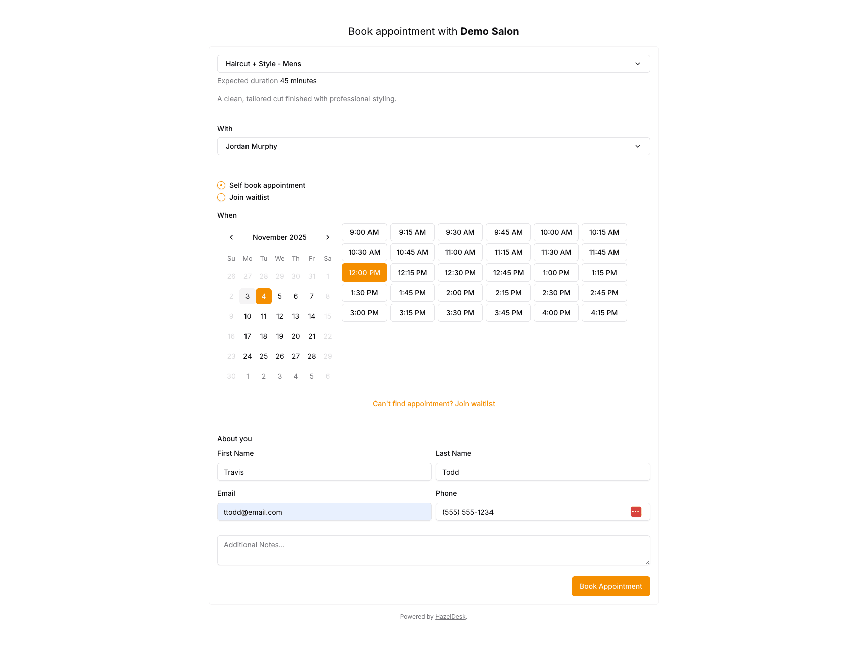 client booking OpenBooking service